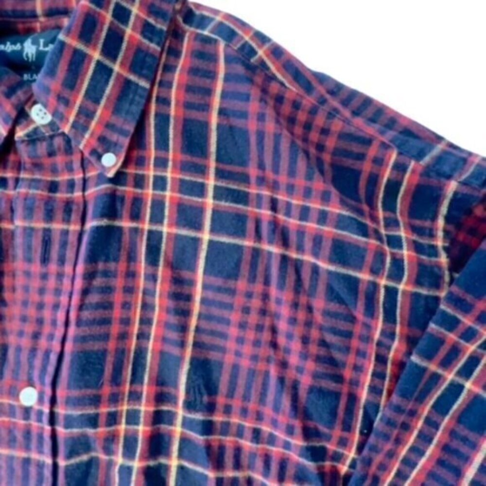 Ralph Lauren Blake Flannel Shirt Men's Size Large Red Blue Plaid Long Sleeve - Picture 3 of 9